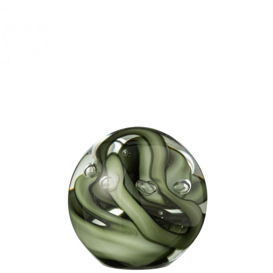 J Line Presse Papier Tornado Rond Verre Transparent Marron Large L12xB12xH12 cm JLine 53648 by Jolipa 53648.