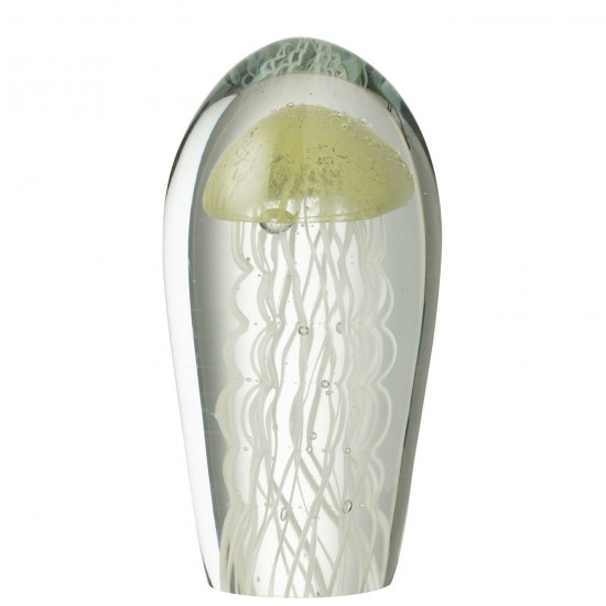 J Line Presse Papier Calypso Oval Verre Transparent Vert Large L10xB10xH21 cm JLine 53656 by Jolipa 53656.