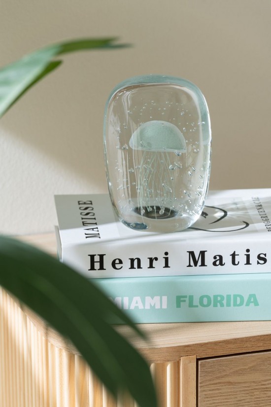 Jolipa Presse Papier Calypso Triangle Verre Transparent Vert Small.