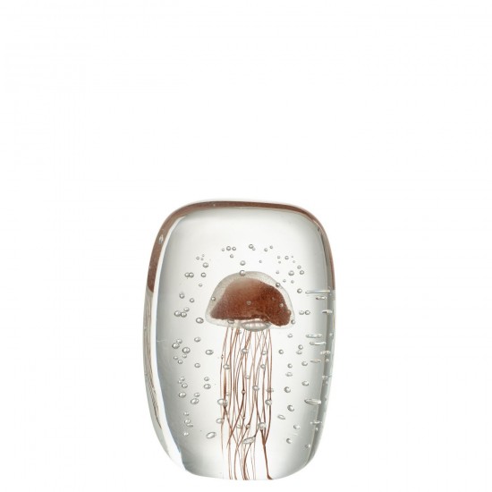 J Line Presse Papier Calypso Triangle Transparent Rouge Marron Small L8xB5xH11 cm JLine 53667 by Jolipa 53667.