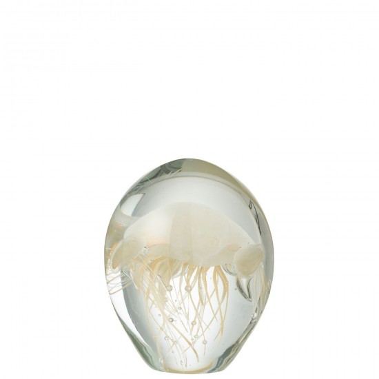 J Line Presse Papier Calypso Verre Transparent Beige Small L11xB11xH13 cm JLine 53671 by Jolipa 53671.