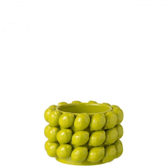 J Line Cachepot Citron Vert Ceramique Vert Medium L20xB20xH13 cm JLine 53685 by Jolipa 53685.