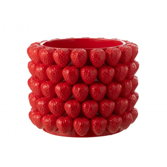 J Line Cachepot Fraises Ceramique Rouge Extra Large L37xB37xH29 cm JLine 53711 by Jolipa 53711.