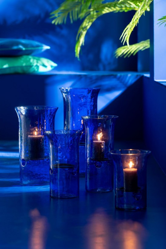 Jolipa Photophore Tarifa Etroit Verre Bleu Medium.