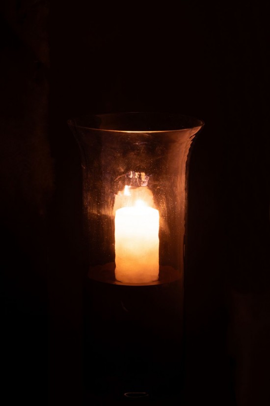 J-Line J Line lanternes photophores Jolipa Photophore Tarifa Etroit Verre Bleu Medium.