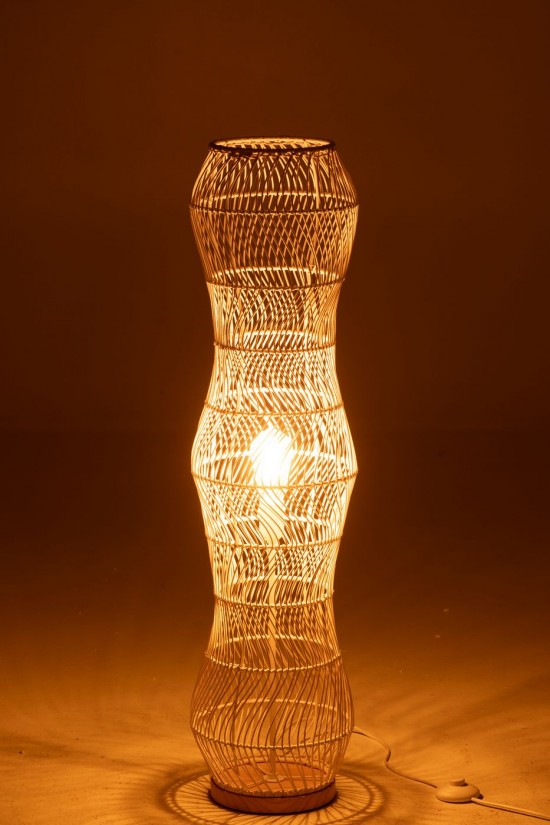J-Line J Line Lampadaires Lampes Raides Debouts Sur Pied De Sol Jolipa Lampadaire Rotin Metal Torsade Blanc.