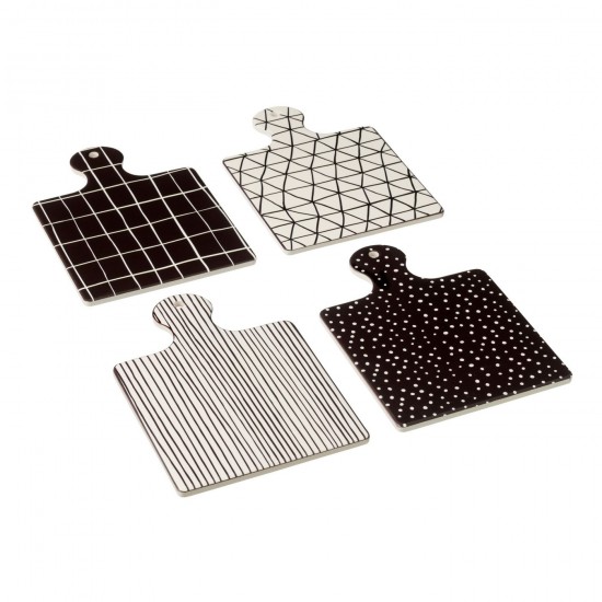 J Line Service A Fromage Boite Ceramique Noir Blanc L24xB17 cm JLine 53825 by Jolipa 53825 Assortiment de 4 pcs.