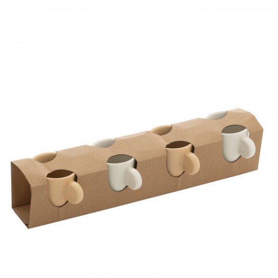 J-Line J Line boites Jolipa Boite 4 Tasse Ceramique Creme Blanc.