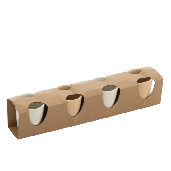 Jolipa Boite 4 Tasse Ceramique Creme Blanc.