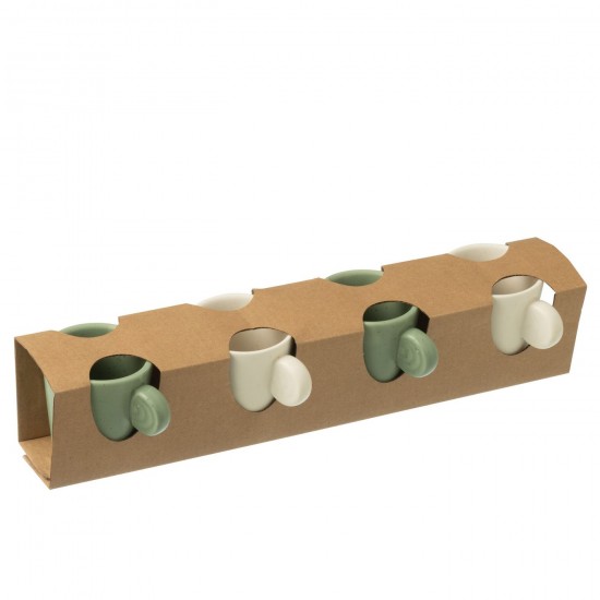 J-Line J Line tasses de cafe Jolipa Boite 4 Tasses A Cafe Anse Ceramique Vert Blanc.