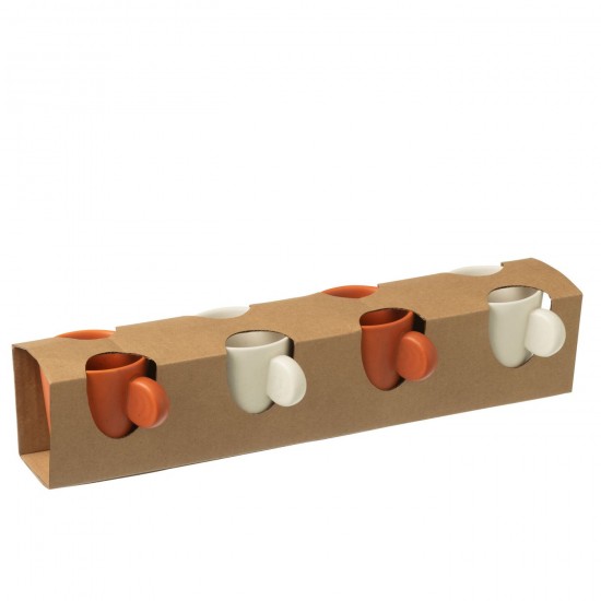 J-Line J Line boites Jolipa Boite 4 Tasse A Cafe Anse Ceramique Orange Blanc.
