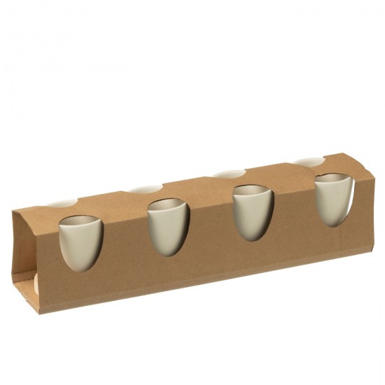 J-Line J Line tasses de cafe Boite 4 Tasses A Cafe Base Bambou Ceramique Blanc Naturel.