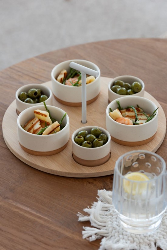 Jolipa Service A Tapas 6 Sets Plateau Bambou Boite Blanc Naturel.