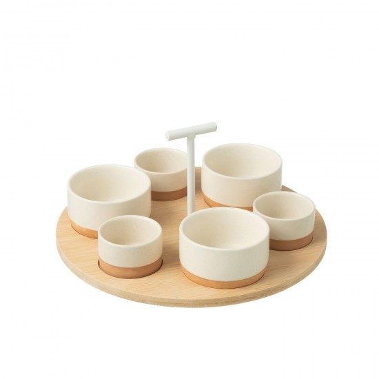 J Line Service A Tapas 6 Sets + Plateau Bambou Boite Blanc Naturel L29xB29xH6 cm JLine 53856 by Jolipa 53856.