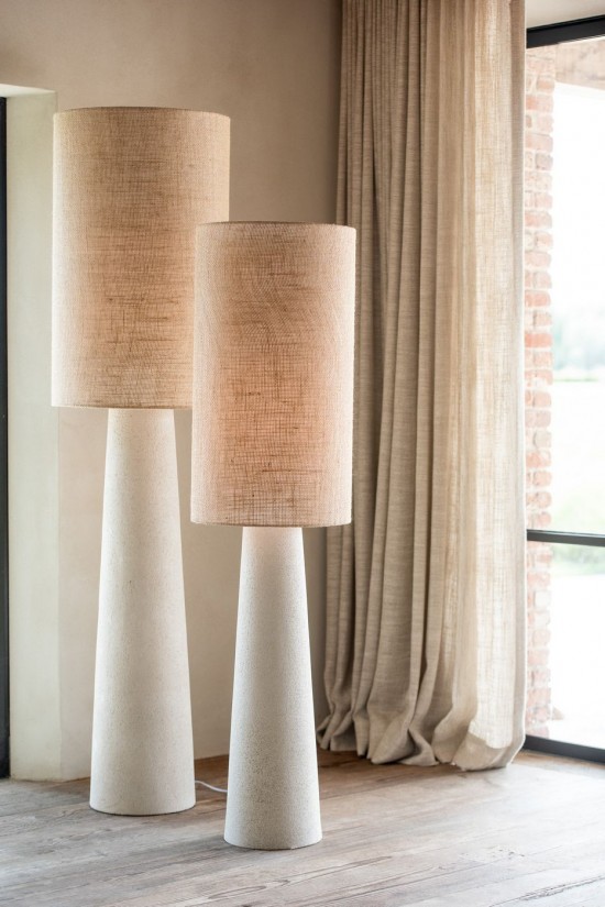 Jolipa Lampadaire Ava Fibre De Verre Jute Naturel Small.