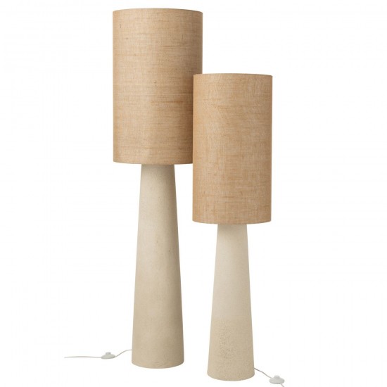 Jolipa Lampadaire Ava Fibre De Verre Jute Naturel Large.