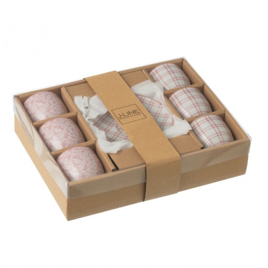 J-Line J Line tasses de cafe Jolipa Boite 6 Tasses Sous Tasses Ceramique Rose.