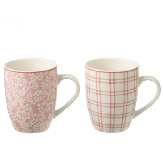 J Line Boite 2 Mugs Ceramique Rose L8xB5xH10 cm JLine 53890 by Jolipa 53890.