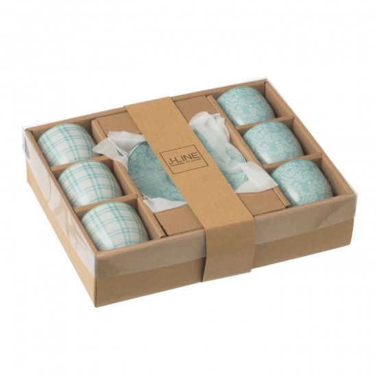 J-Line J Line tasses de cafe Jolipa Boite 6 Tasses Sous Tasses Ceramique Bleu.
