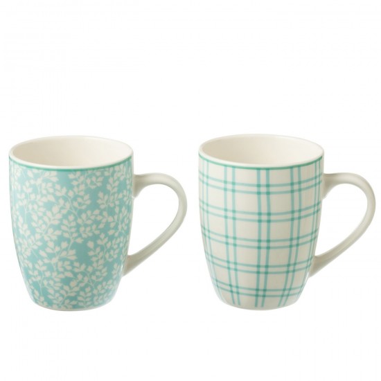 J Line Boite 2 Mugs Ceramique Bleu L8xB5xH10 cm JLine 53894 by Jolipa 53894.