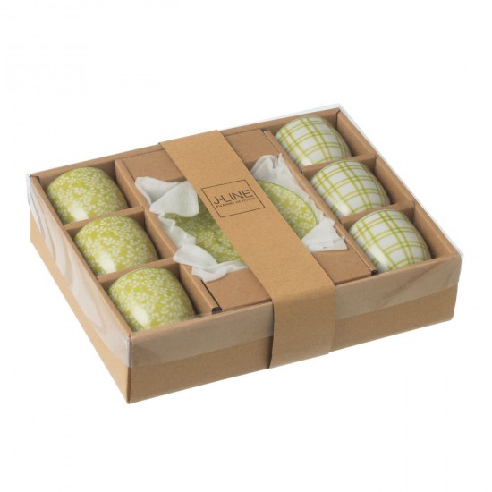J-Line J Line tasses de cafe Jolipa Boite 6 Tasses Sous Tasses Ceramique Vert.