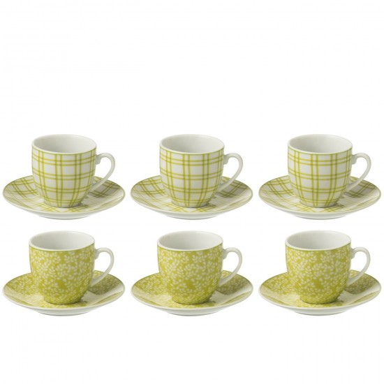 J Line Boite 6 Tasses+Sous Tasses Ceramique Vert L5xB3xH6 cm JLine 53903 by Jolipa 53903.