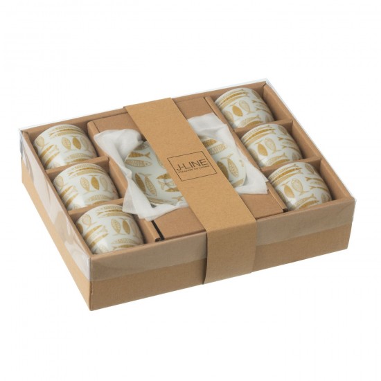 J-Line J Line tasses de cafe Jolipa Boite 6 Tasses Sous Tasses Poisson Ceramique Marron.
