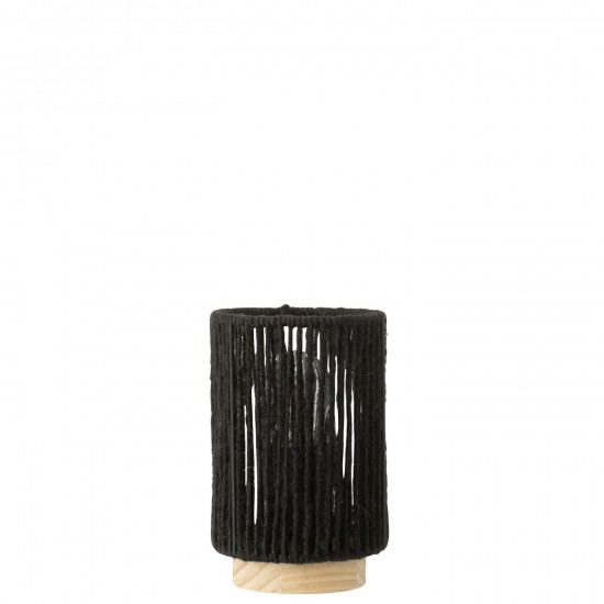 J Line Lampe Led Cylindre Metal Coton Noir Small L11xB11xH16 cm JLine 53916 by Jolipa 53916.