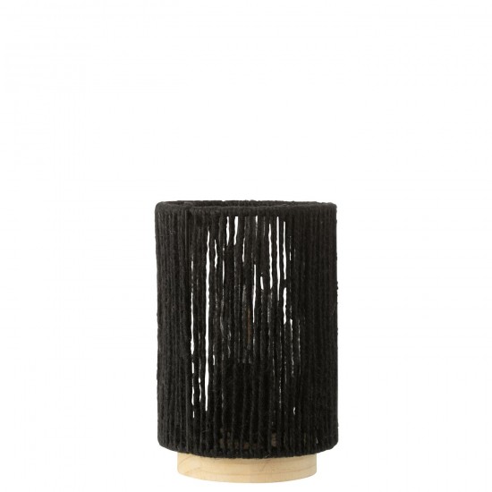 J Line Lampe Led Cylindre Metal Coton Noir Large L14xB14xH20 cm JLine 53917 by Jolipa 53917.