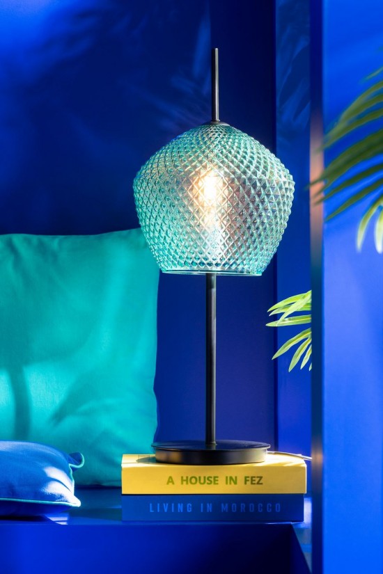 Jolipa Lampe Verre Bleu.