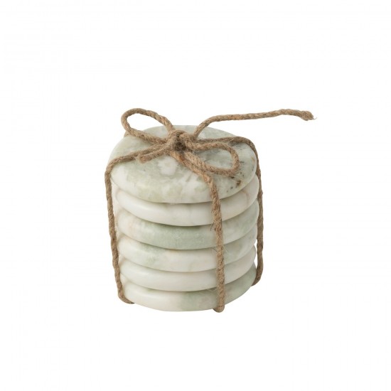 J-Line J Line sous verres Jolipa Set 6 Sous Verres Marbre Blanc Vert.
