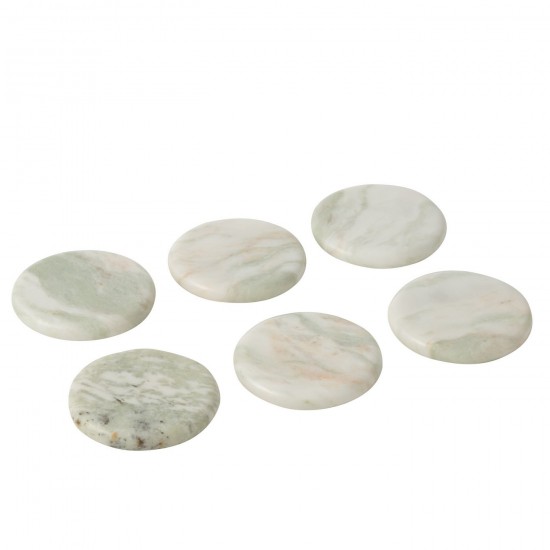 Jolipa Set 6 Sous Verres Marbre Blanc Vert.