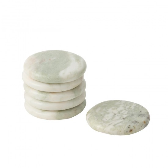 J Line Set 6 Sous Verres Marbre Blanc Vert L10xB10xH2 cm JLine 53985 by Jolipa 53985.