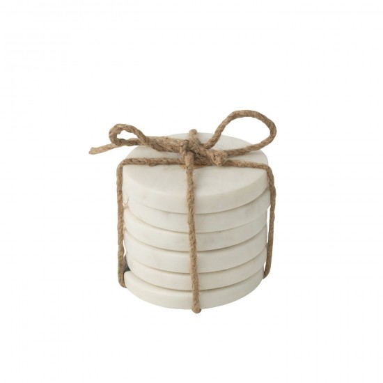 J-Line J Line sous verres Jolipa Set 6 Sous Verres Marbre Blanc.