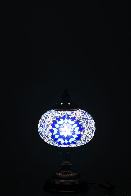 J-Line J Line Ampoules Jolipa Lampe Mosaique Verre Metal Bleu.