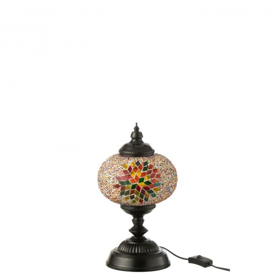 J Line Lampe Mosaique Verre Metal Orange L18xB18xH44 cm JLine 54125 by Jolipa 54125.