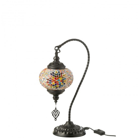 J Line Lampe Mosaique Suspension Verre Metal Orange L15xB24xH44 cm JLine 54126 by Jolipa 54126.
