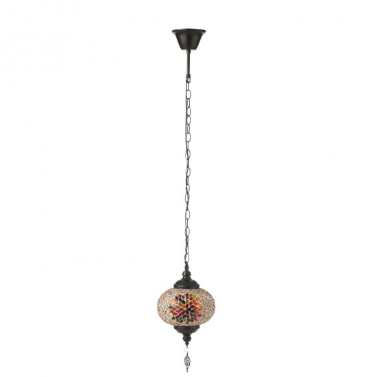 J Line Lampe Suspension Mosaique Verre Metal Orange Small L18xB18xH80 cm JLine 54129 by Jolipa 54129.