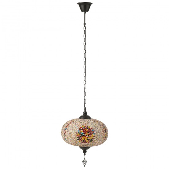 J Line Lampe Suspension Mosaique Verre Metal Orange Large L30xB30xH80 cm JLine 54130 by Jolipa 54130.