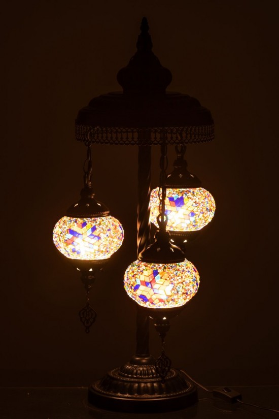 J-Line J Line Ampoules Jolipa Lampe Mosaique 3 Ampoules Verre Metal Orange.