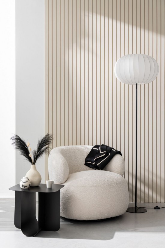 Jolipa Lampadaire Lanterne Metal Textile Blanc Large.