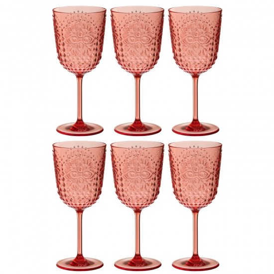 J Line Boite 6 Verres A Vin Plastque Rouge L9xB9xH21 cm JLine 54232 by Jolipa 54232.