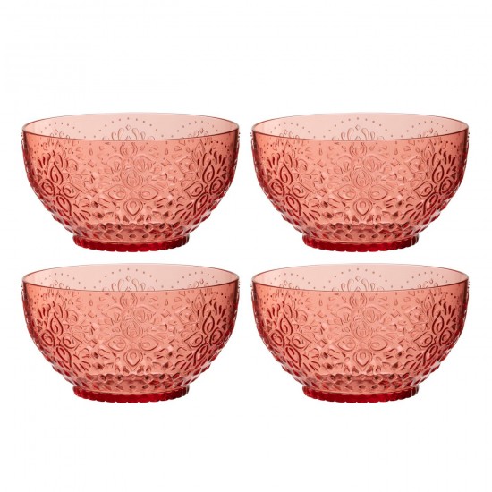 J Line Boite 4 Bols Plastque Rouge L15xB15xH8 cm JLine 54233 by Jolipa 54233.