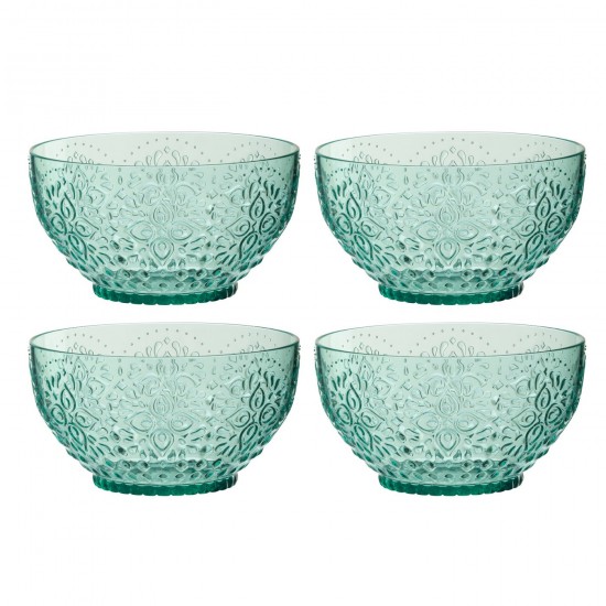 J Line Boite 4 Bols Plastque Bleu Aqua L15xB15xH8 cm JLine 54251 by Jolipa 54251.