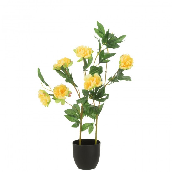 J Line Pivoine Pot Artificiel Jaune L30xB30xH80 cm JLine 54358 by Jolipa 54358.