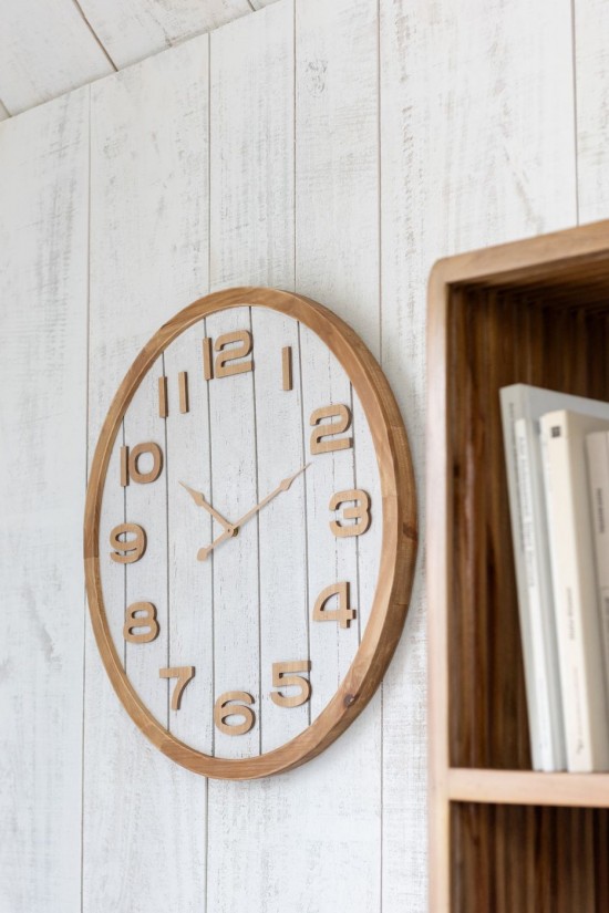 Jolipa Horloge Murale Contreplaque Mdf Blanc Large.