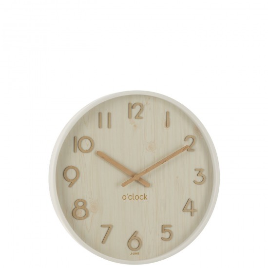 J Line Horloge Murale Contreplaque Mdf Blanc Large L53xB53xH6 cm JLine 54387 by Jolipa 54387.