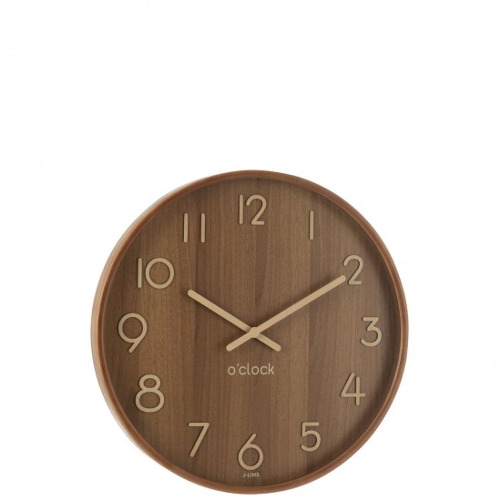 J Line Horloge Murale Contreplaque Mdf Naturel Fonce Large L53xB53xH6 cm JLine 54392 by Jolipa 54392.