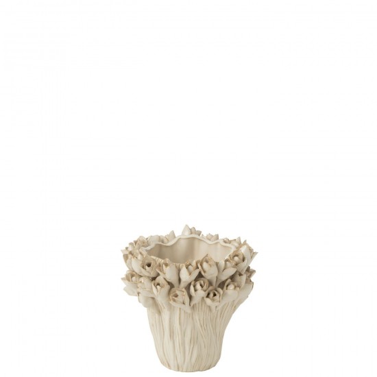 J Line Vase Ambrosia Ceramique Blanc Small L21xB21xH19 cm JLine 54485 by Jolipa 54485.