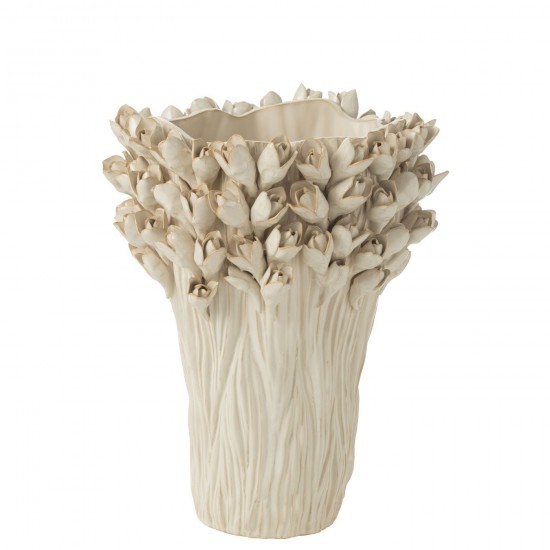 J Line Vase Ambrosia Ceramique Blanc Large L35xB35xH44 cm JLine 54487 by Jolipa 54487.